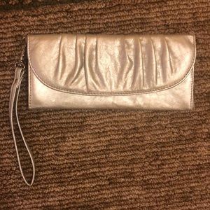 Silver metallic clutch